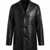 Supreme x Schott Leather Black Overcoat Front