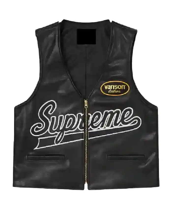 Supreme x Vanson Red and Black Spider Web Leather Front