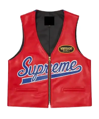 Supreme x Vanson Spider Web Leathers Vest Front