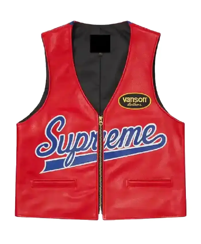 Supreme x Vanson Spider Web Leathers Vest Front