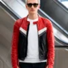 TV Series Proud Season 01 Filip Raczynski Red and Black Striped Moto Leather Jacket