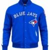 Toronto Jays Logo Game Day Double Knit Full Snap Royal Varsity Jacket