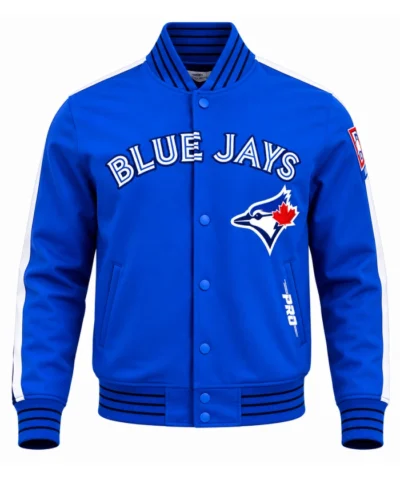 Toronto Jays Logo Game Day Double Knit Full Snap Royal Varsity Jacket