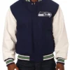 Varsity Seattle Seahawks Blue and White Two-Tone Jacket