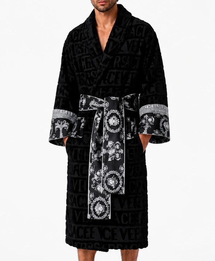 Versace Ken Koepp Black And White Bathrobe front View