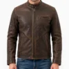Men Vintage Distressed Leather Motorcycle Jacket