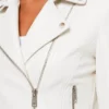 Womens White Leather Motorcycle Jacket