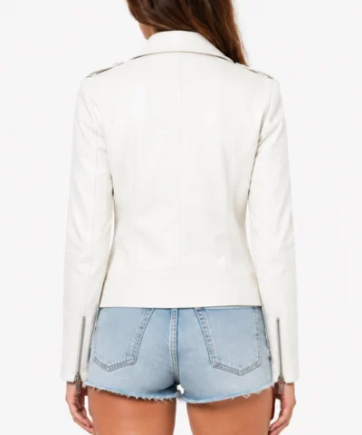 Shop White Leather Motorcycle Jacket for Womens