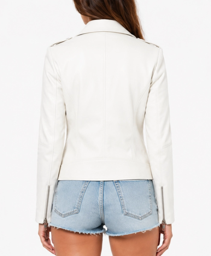 Shop White Leather Motorcycle Jacket for Womens