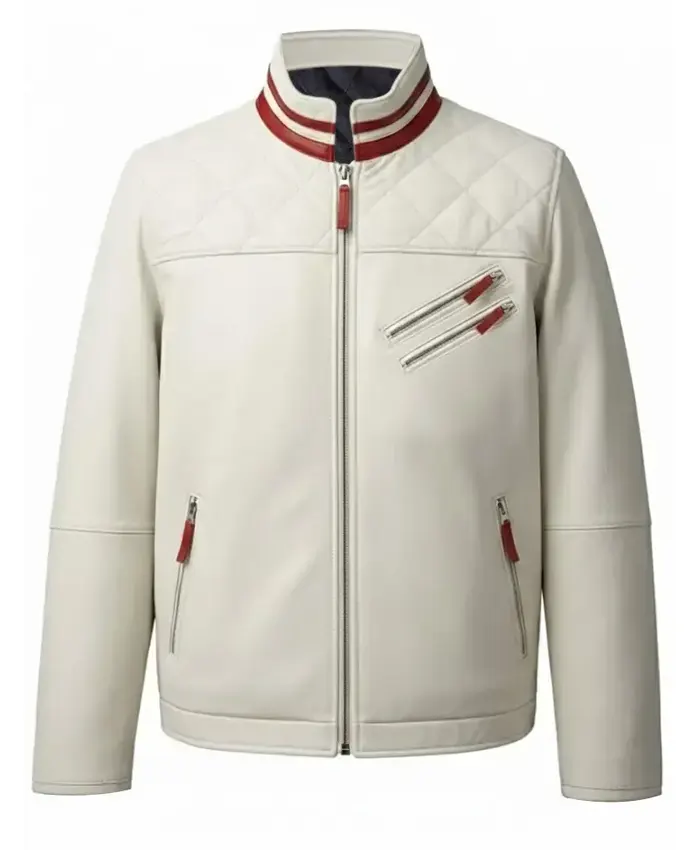 White Quilted Motorcycle Jacket
