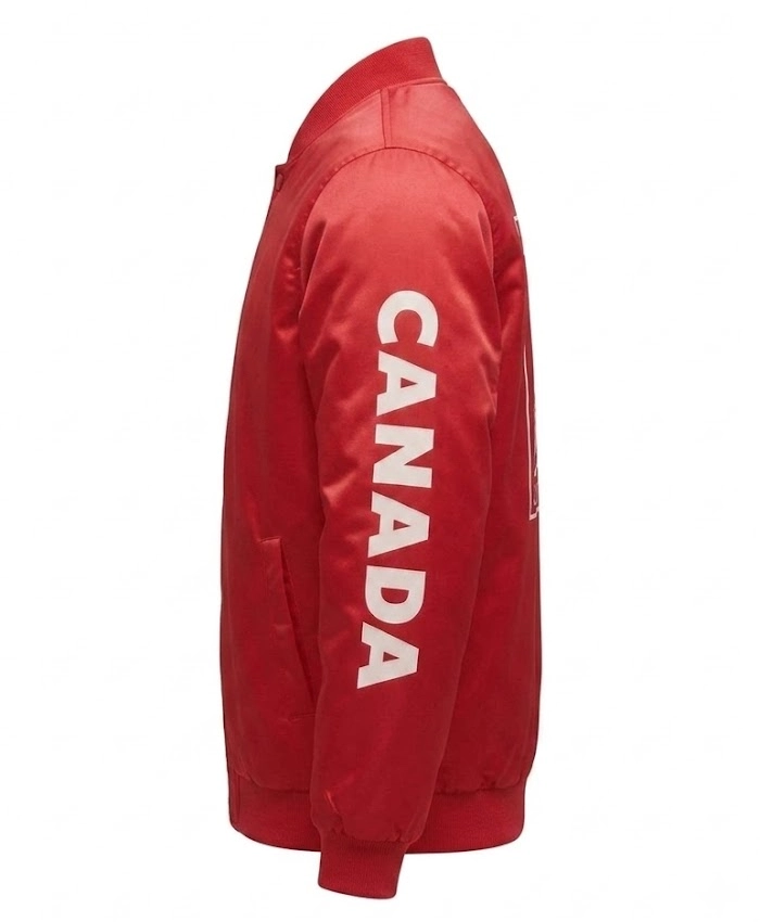 Winter Olympics 2026 Lululemon Team Canada Red Satin Bomber Jacket