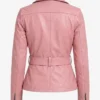Women Asymmetrical Pink Leather Jacket