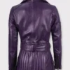 Women Belted Purple Leather Jacket