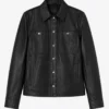 Women’s Minimalist Black Lambskin Leather Shacket