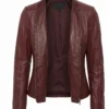 Women Burgundy Leather Jacket