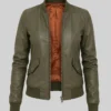 Women Lambskin Leather MA-1 Flight Bomber Jacket