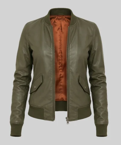 Women Lambskin Leather MA-1 Flight Bomber Jacket