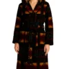 Womens Aztec Print Hooded Bathrobe