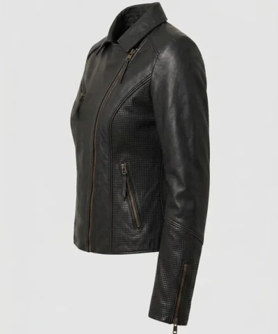 Womens Black Cowhide Leather Jacket