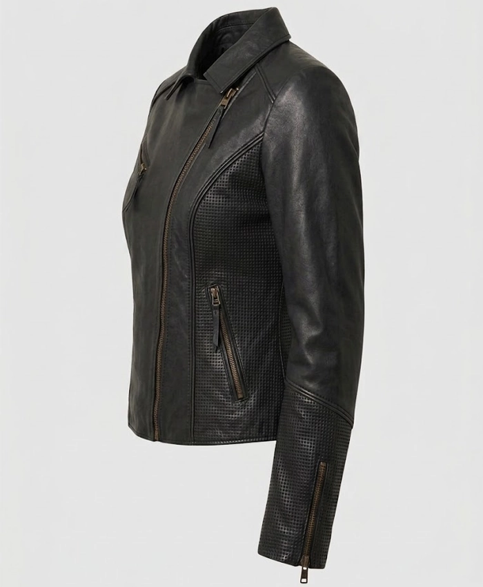 Womens Black Cowhide Leather Jacket