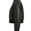 Womens Black Drop Shoulder Cropped Leather Jacket
