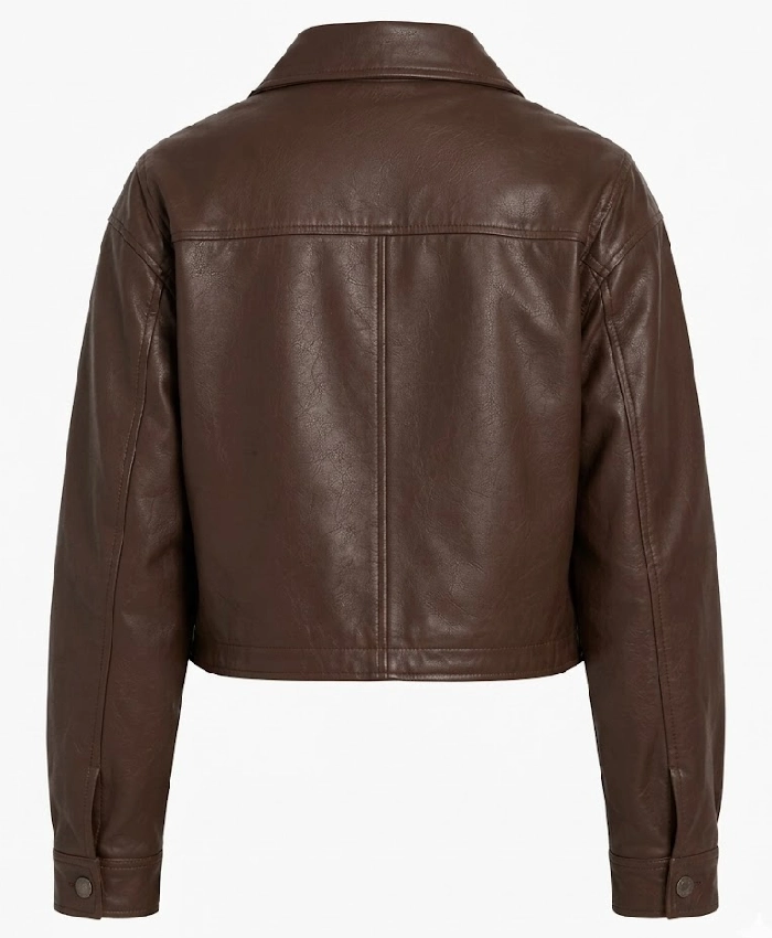 Womens Brown Cropped Jacket