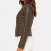 Womens Cafe Racer Leather Jacket in Brown