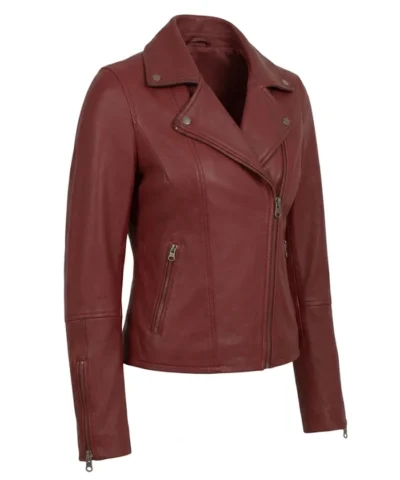 Womens Leather Asymmetrical Jacket