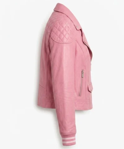 Womens Pink Biker Leather Jacket