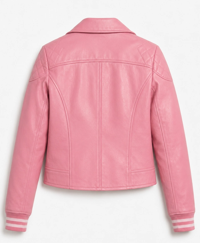 Womens Pink Biker Style Jacket