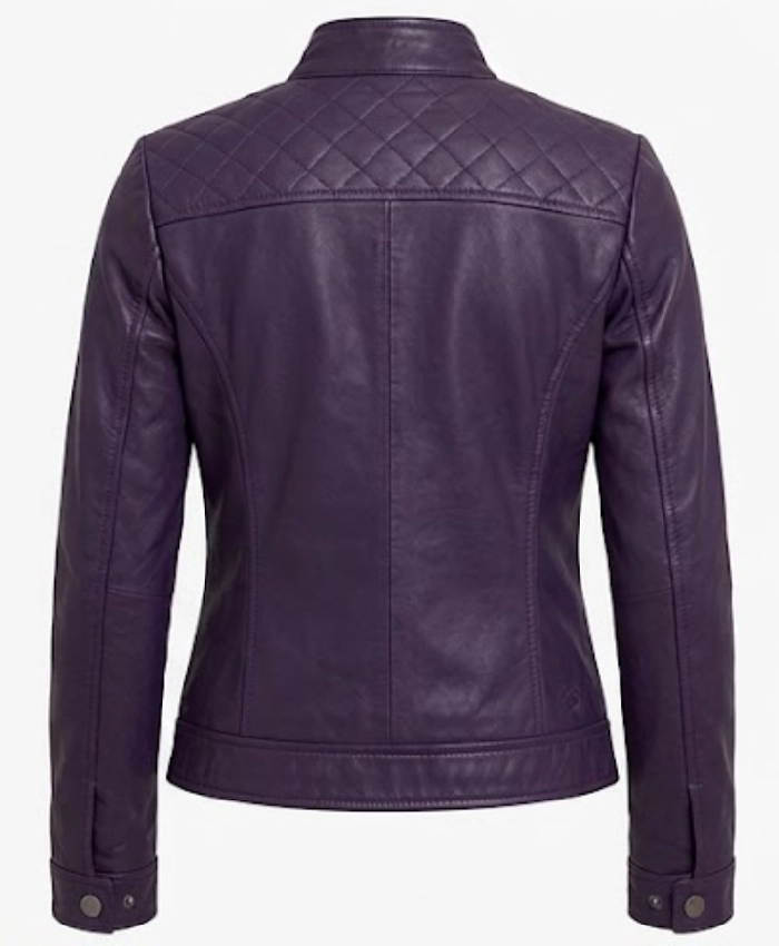Womens Purple Racer Leather Jacket