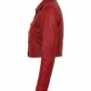 Womens Red Cropped Harrington Leather Jacket