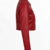 Womens Red Wax Cropped Harrington Jacket