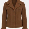 Womens Shearling Suede Leather Trucker Jacket