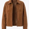 Womens Tan Brown Oversized Suede Leather Jacket