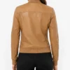 Tan Bomber Leather Jacket​ for Womens
