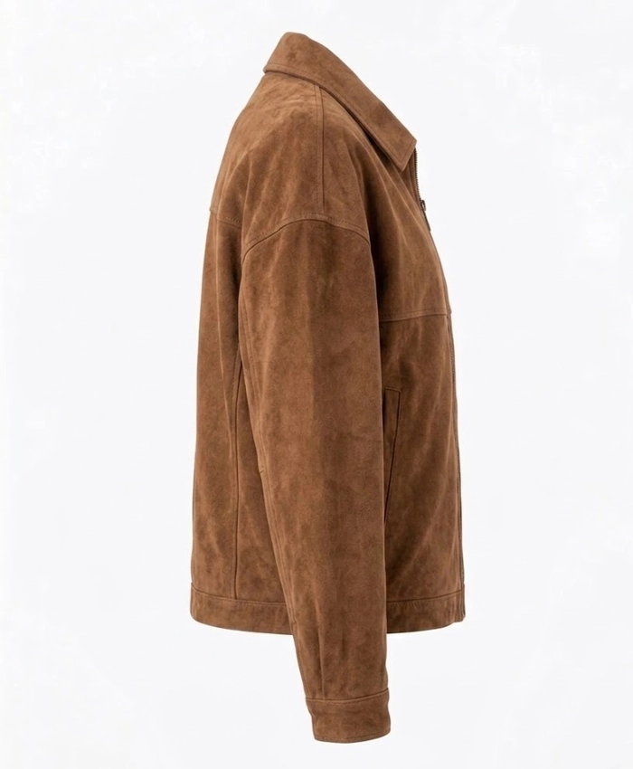 Womens Tan Oversized Suede Jacket