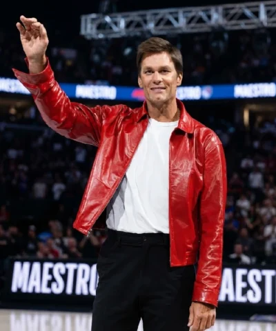 2026 WNBA Championship Ring Ceremony Tom Brady Red Leather Jacket