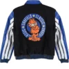 90s Vintage Garfield Classic Paws Black and Blue Bomber Varsity Jacket