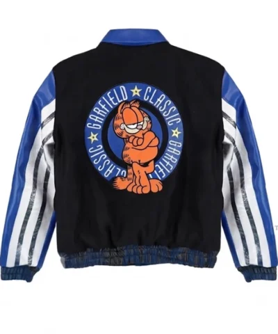 90s Vintage Garfield Classic Paws Black and Blue Bomber Varsity Jacket