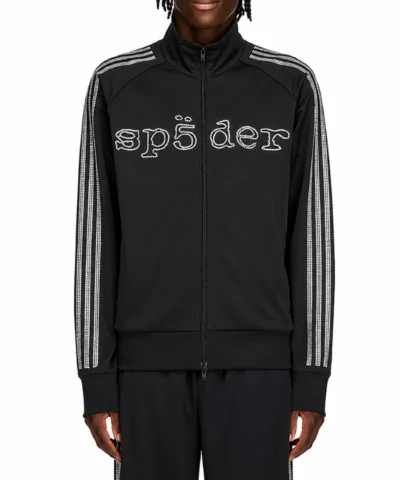 Adidas x Sp5der 2026 Rhinestone Unisex Full Zip Tracksuit in Black
