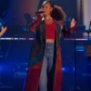 Alicia Keys American Idol Multicolor Shaded Leather Long Coat