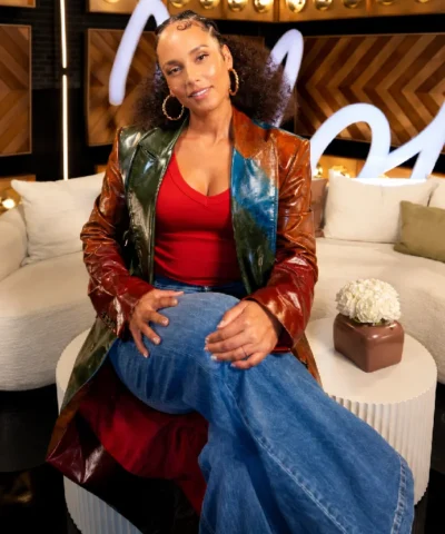 Alicia Keys American Idol S24 Leather Coat