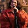 Allie Hayes Off Campus TV Series Mika Abdalla Red Leather Bomber Jacket
