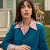 Anne Hathaway The End of Oak Street 2026 Denise Blue Floral Coat