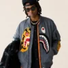 BAPE Shark MA1 Bomber Flight Grey Jacket