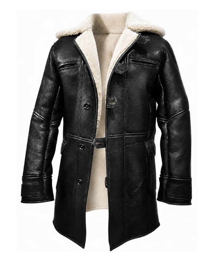 Bane Coat of Batman Dark Knight Black Real Leather
