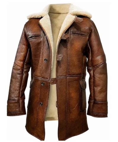 Bane Coat of Batman Dark Knight Brown Real Leather