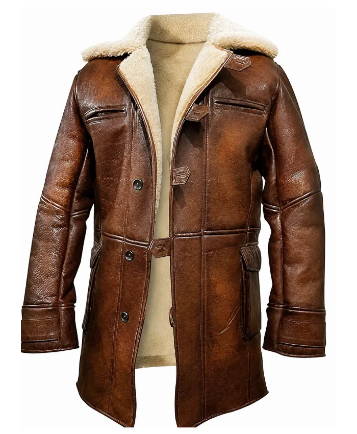 Bane Coat of Batman Dark Knight Brown Real Leather