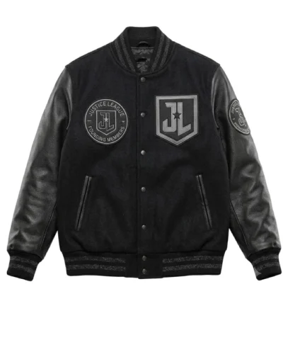 Batman Justice League Full Snap Black Varsity Jacket